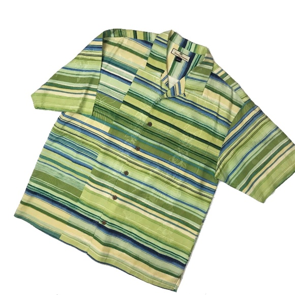 Tommy Bahama Green & Turquoise Stripe Shirt - Picture 3 of 5